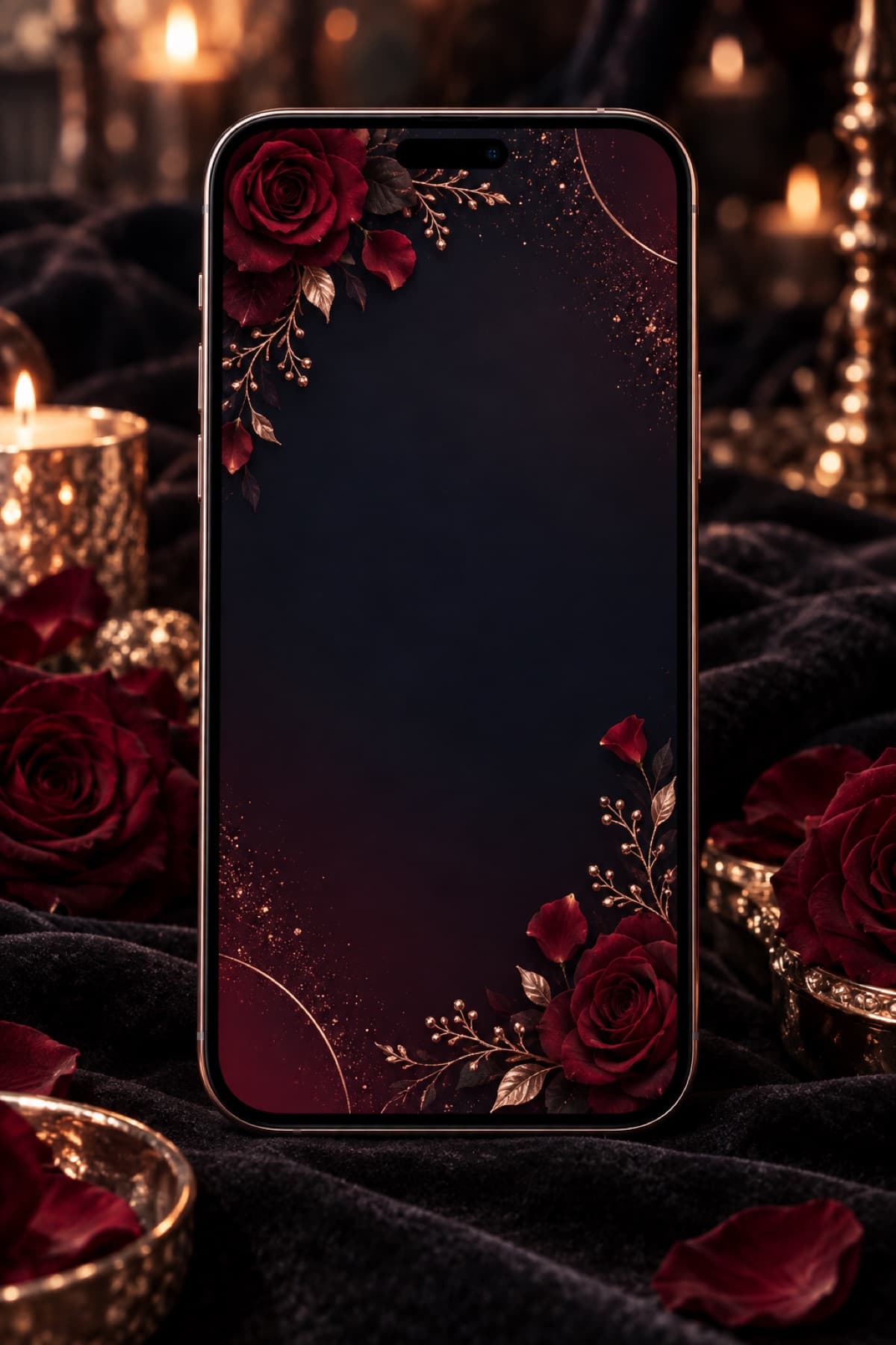 Rose Nocturne gerçekçi dijital davetiye önizlemesi